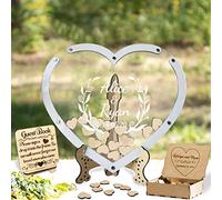 Libro degli ospiti di nozze personalizzato alternativo libro di nozze rustico personalizzato per gli ospiti di firmare cornice del libro degli ospiti con cuori per ricevimento decorazioni di nozze