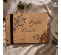 Libro Degli Ospiti Di Nozze Personalizzato, Libro Dei Ricordi Personalizzato Per Lui, Lei, Il Signore E La Signora, Nome E Data In Legno Intagliato, Album Fotografico Di Nozze, 25 Fogli(Style1)