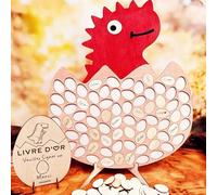 Libro degli ospiti dinosauri con 74 uova in legno, souvenir personalizzato per baby shower, compleanno, laurea, compleanno per bambini, scuola, asilo nido (RedDino)