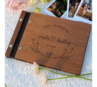 Libro Degli Ospiti For Matrimonio In Legno Personalizzato, Con Nomi Degli Sposi Incisi E Data Del Matrimonio, Scomparto For Messaggio Personalizzato, Conservare I Ricordi, 25 Fogli(A4)