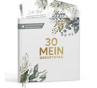 Libro degli ospiti Il mio 30° compleanno con etichette per vino - Libro dei ricordi Eucalipto look regalo per famiglia e amici da compilare senza domande - Copertina rigida vuota 72 pagine (30 Il mio