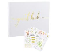 Libro degli Ospiti Matrimonio, Guest Book Matrimonio 24x18cm, 100 Pagine Bianche, Wedding Guestbook Inclusi 4 Adesivi, Guestbook Personalizzato per Nozze, Anniversari (Bianco)