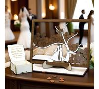 Libro degli Ospiti Matrimonio Personalizzato, con 50-100 Cuori Vuoti, alternativo per il matrimonio Albero della vita in legno Libro degli Cornice per Libro degli Ospiti in Legno Decorazione Nuziale