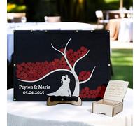 Libro degli Ospiti Matrimonio Personalizzato, con 50-100 Cuori Vuoti, alternativo per il matrimonio Albero della vita in legno Libro degli Cornice per Libro degli Ospiti in Legno Decorazione Nuziale