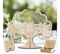 Libro degli Ospiti Matrimonio Personalizzato, con 50-100 Cuori Vuoti, alternativo per il matrimonio Albero della vita in legno Libro degli Cornice per Libro degli Ospiti in Legno Decorazione Nuziale