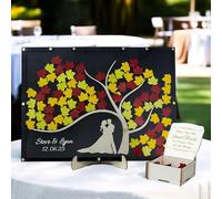 Libro degli Ospiti Matrimonio Personalizzato, con 50-100 Cuori Vuoti, alternativo per il matrimonio Albero della vita in legno Libro degli Cornice per Libro degli Ospiti in Legno Decorazione Nuziale