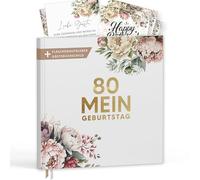 Libro degli ospiti per 80° compleanno con etichette per vino - Libro dei ricordi vintage look regalo per famiglia e amici da compilare senza domande - Copertina rigida vuota 72 pagine (80 Il mio