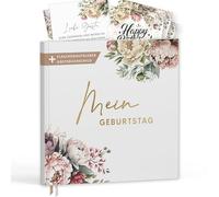 Libro degli ospiti per compleanno con adesivo, libro degli amici da compilare senza domande, regalo decorativo vintage per donna, copertina rigida, 72 pagine vuote (libro degli ospiti per compleanno