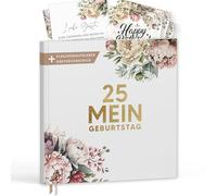 Libro degli ospiti per il 25° compleanno con etichette per vino - Libro dei ricordi vintage look regalo per famiglia e amici da compilare senza domande - Copertina rigida vuota 72 pagine (25 il mio