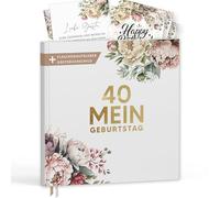 Libro degli ospiti per il 40° compleanno con etichette per vino - Libro dei ricordi vintage look regalo per famiglia e amici da compilare senza domande - Copertina rigida vuota 72 pagine (40 Il mio