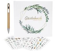Libro degli ospiti per matrimonio, 22 x 22 cm, con 213 adesivi, libro degli ospiti e penne, bianco, 100 pagine, libro degli ospiti cresima per matrimoni, ideale come album di nozze Polaroid
