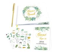 Libro degli ospiti per matrimonio da firmare, 120 pagine, libro degli ospiti per foto di matrimonio, album fotografico con copertina rigida, include penna di accesso, 4 adesivi