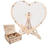 Libro degli Ospiti per Matrimonio in Legno, Set di Decorazioni per Matrimoni a Cuore, Libri degli Ospiti di Nozze con Scatola per la Firma e Cornice a Forma di Cuore per Feste Matrimoni