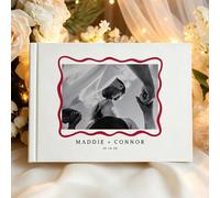 Libro degli ospiti per matrimonio orizzontale, Libro degli ospiti per matrimonio a tema, Libro degli ospiti per matrimonio orizzontale con lettera del nome, Album fotografico con copertina rigida e le