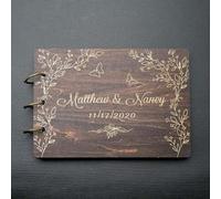 Libro degli ospiti per matrimonio, stile rustico, personalizzato, libro degli ospiti Polaroid nero, per matrimoni, funerali, baby shower, compleanni, addio al nubilato, feste di laurea (A4, 100