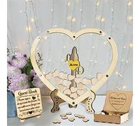 Libro degli ospiti personalizzato con cuore Alternativa con 30-100 cuori in legno Scatola portaoggetti per matrimoni Rustico Libro degli ospiti Segni per matrimoni,Libro degli ospiti a cuore-Stile 4