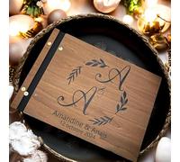 Libro Degli Ospiti Personalizzato In Legno Con Nome E Data Incisi, Album Fotografico Per Coppie Di Sposi Per Ricevimenti Di Nozze, Anniversari, Feste Di Compleanno, 25 Fogli