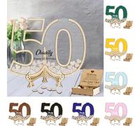 Libro degli ospiti personalizzato per anniversario alternativo in legno per il 50° compleanno - Libro degli ospiti per il 50° compleanno personalizzato per la festa di compleanno - Decorazioni per la