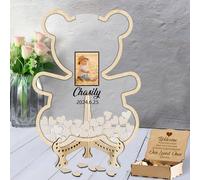 Libro degli ospiti personalizzato per baby shower con orso, alternative con foto, libro degli ospiti personalizzato per la prima festa di compleanno, libro degli ospiti per rivelazione del sesso