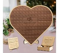 Libro degli ospiti personalizzato per il matrimonio a puzzle Segno alternativo del libro degli ospiti del matrimonio a cuore per il ricevimento Idee per il libro degli ospiti del matrimonio in legno