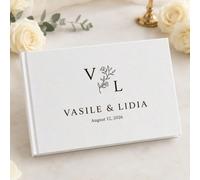 Libro degli ospiti personalizzato per matrimonio, nomi della coppia e data personalizzabili, include pagine per firme e pagine per foto ricordo, elegante copertina bianca, adatto per matrimonio, anniv