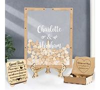 Libro degli ospiti quadrato personalizzato con 30-100 cuori in legno in una cassetta rustica per matrimoni con decorazione per libro degli ospiti rustico,Libro degli ospiti quadrato-Stile 3