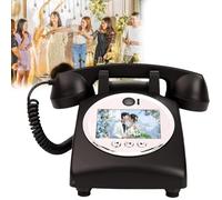 Libro degli ospiti video 1080p per matrimonio, telefono, scheda SD da 32 g, libro degli ospiti video audio personalizzato con registrazione dell'obiettivo, ornamento di telefono antico,Black