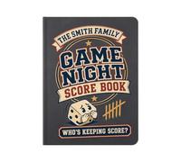 Libro dei punteggi notturni del gioco personalizzato con cognome | Taccuino personalizzato, formato A5, regalo divertente per giocare, diario in pelle PU per nonni e famiglie