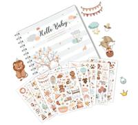 Libro dei ricordi con adesivo per bambino o bambina, diario del primo anno, album per ritagli, dalla gravidanza all'età di 1 anno, neutro