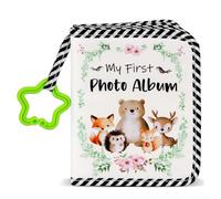 Libro dei ricordi con stampa animalier con specchio interattivo, progettato per stimolare la curiosità preservando foto preziose