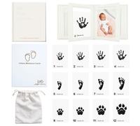 Libro dei ricordi per neonato, set da 15 pezzi con album, carte miliari e album senza inchiostro, libro mensile dell'impronta del bambino, libro mensile per l'impronta del bambino