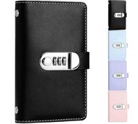 Libro dei risparmi con serratura a combinazione, diario con 100 pagine, pianificatore di bilancio con buste per contanti, per studenti universitari, uscite e spese di viaggio (nero)