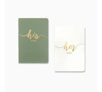 Libro dei voti per il matrimonio Lui e Lei elegante set di 2 quaderni da matrimonio con pellicola d'oro con 28 pagine (verde + bianco) Tagli UnicaCarta tessile