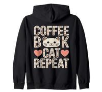 Libro del caffè Cat Repeat Cute Cozy Cat Lover Felpa con Cappuccio