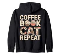 Libro del caffè Cat Repeat Cute Cozy Cat Lover Felpa con Cappuccio