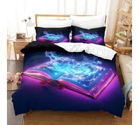 Libro del mistero Set Copripiumino 3D Con Stampa,Con Federa Coordinata,3 Pezzi,microfibra Morbida Libri incandescenti Copripiumino Con Chiusura A Cerniera E Federe Per Adulti E Ragazzi re（260x220cm）