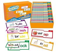 Libro delle attività di lettura e rima, Word Families Flash Schede - Leggi Rima Word Family Build Activity Book - Impara a leggere i phonics, Letter Sounds Sight Educational Games per bambini
