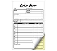 Libro delle ricevute dei moduli d'ordine, 2 parti di vendita senza carbonio del libro della fattura per le piccole imprese, 5,5 x 21,1 cm, con cartone (50 set)