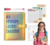 Libro delle sfide di risparmio con buste, 100 raccoglitori di sfide di risparmio | Raccoglitore di di risparmio di 100 buste,Fun Money Challenge Buste di cassa Raccoglitore di bilancio con