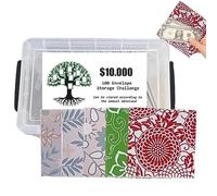 Libro delle sfide di risparmio con buste,Scatola di di risparmio di denaro con 100 buste - Un modo semplice e divertente per risparmiare $5.050 in 100 giorni, kit 100 Cenmoo
