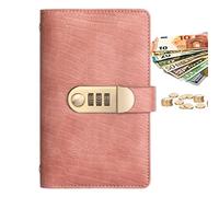 Libro Delle Sfide Di Risparmio - Libro Delle Sfide Di Risparmio Con Serratura A Combinazione, Design A Portafoglio Vintage 17,8 Cm X 11 Cm, Rivestimento In Pelle PU Da 100 Pagine + Organizer Privato,