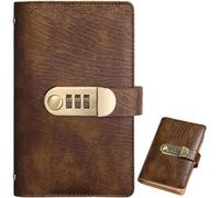 Libro delle sfide for risparmiare denaro da 100 buste con blocco password, Libreta de Ahorro in pelle 7"×4,2" Pianificatore di budget for la gestione della liquidità(Dark Brown)