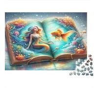 Libro delle storie magiche Sirena oceano fantasy Puzzle 1000 Pezzi Puzzle per Adulti Carta Scena notturna Rilassante Concentrazione Puzzle per Famiglia Regalo Decorazione 52x38cm/1000pcs