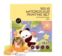Libro Di Acquerelli Per Bambini,Quaderno Artistico Per Bambini Con Acquerelli | Kit Di Artigianato Con Pennello, 24 Pagine, Giocattoli Educativi E Attività Creative Per Viaggi, Casa E Scuola