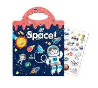 Libro di adesivi a partire dallo spazio, riutilizzabile, per adesivi, set con gioco creativo, scena e adesivi, illustrazioni, giocattolo educativo per bambini