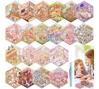 Libro di Adesivi con Scene in Miniatura - 50 Fogli di Adesivi Creativi per Adulti, Arte 3D Fai-da-te, Decorazioni Accoglienti in Stile Giapponese