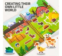Libro di adesivi in gel riutilizzabili per bambini, giocattolo di attività silenziosa con scene di fattoria/veicoli/principesse, gioco da viaggio portatile per auto e aereo, regalo educativo Montessor
