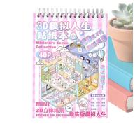 Libro Di Adesivi Per Le Scene In Miniatura - Arte Divertente In Stile Cartoon Con Di Miniatura E Fantasia,Libro Di Adesivi Divertenti Per Arte E Artigianato - Per Adulti Amanti Amici Bambini Giovani A