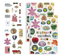 Libro di adesivi per ragazze, una guida completa alla versione 2 del libro di adesivi per ragazze, oltre 1260 adesivi estetici, icone fruttate e biglietti con lettere pastello (2Pcs)