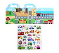 Libro di adesivi riutilizzabile, Libro di adesivi per bambini - Viaggia i giocattoli di apprendimento precoce - Attività Sticker Book Toy per la formazione di coordinazione occhio-mano per